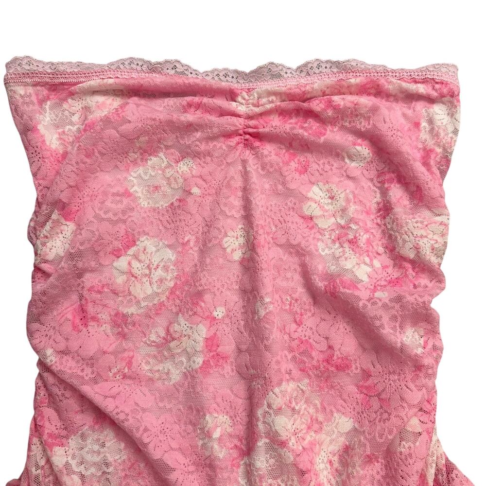 VS PINK x LOVESHACKFANCY Strapless Lace Mini Dress Pink Floral Small - Picture 2 of 8